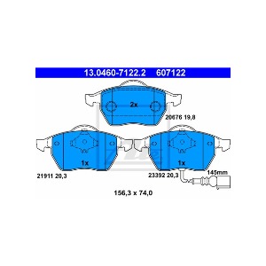 아우디 TT 8N9 1.8 AUQ 로드스터 1999-06 ATE 13.0460-7122.2 브레이크 패드 앞 세트 센서 포함